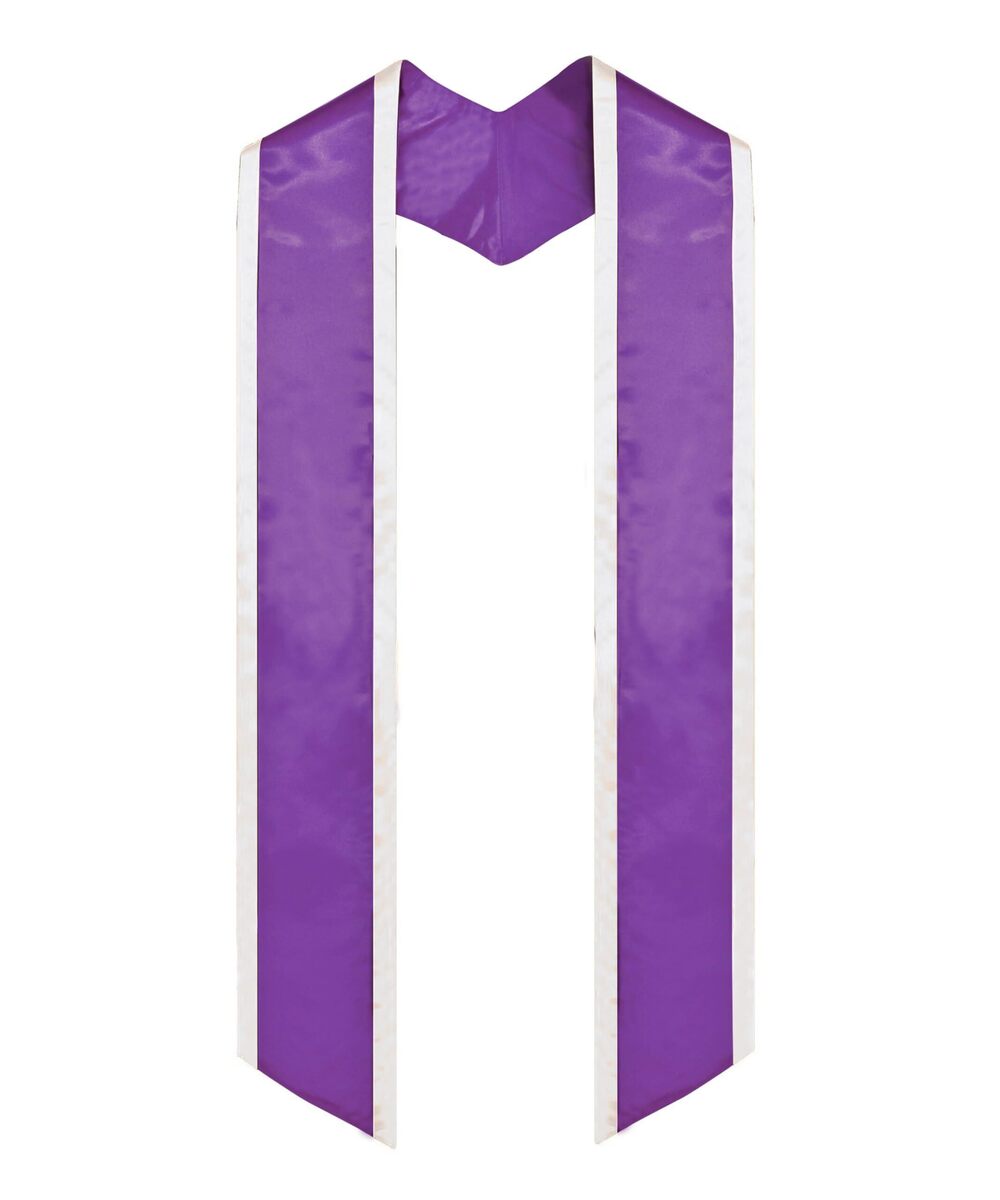 2108 Adult Plain Graduation Honor Stole Sash Angled End With Trim 72" Long